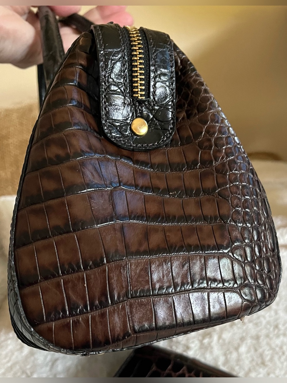 Brahmin Croc-Embossed Leather Satchel with Matching Wallet - Picture 9 of 12